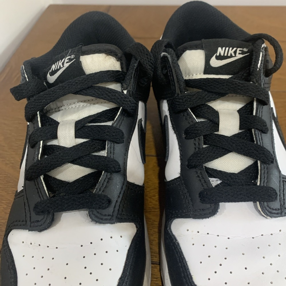 Nike Boys Dunk Low Sneakers Leather Panda Edition Size 3 Youth Boys Black White - Picture 4 of 10